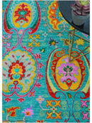Custom Made Traditional Oriental Design Teal Hand Knotted Wool Area Rug