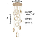 10 Lights - Hanging LED Crystal Lamp for Staircase, Lobby