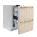 ZLINE 24" Touchstone 168 Can Outdoor-Rated Dual Refrigerator Drawer, Panel Ready Champagne Bronze, RDSPOZ-24-CB