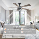52" Windmill Modern DC Motor Downrod Mount Reversible Ceiling Fan with Lighting and Remote Control