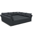 Ainfox 9 Seats + 9 Sides Modular Sectional Sofa Sleeper Sofa Flannel Sofa with Storage Seat