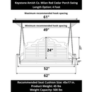 Keystone Amish Co. 4 Foot Milan Red Cedar Porch Swing without Cupholders