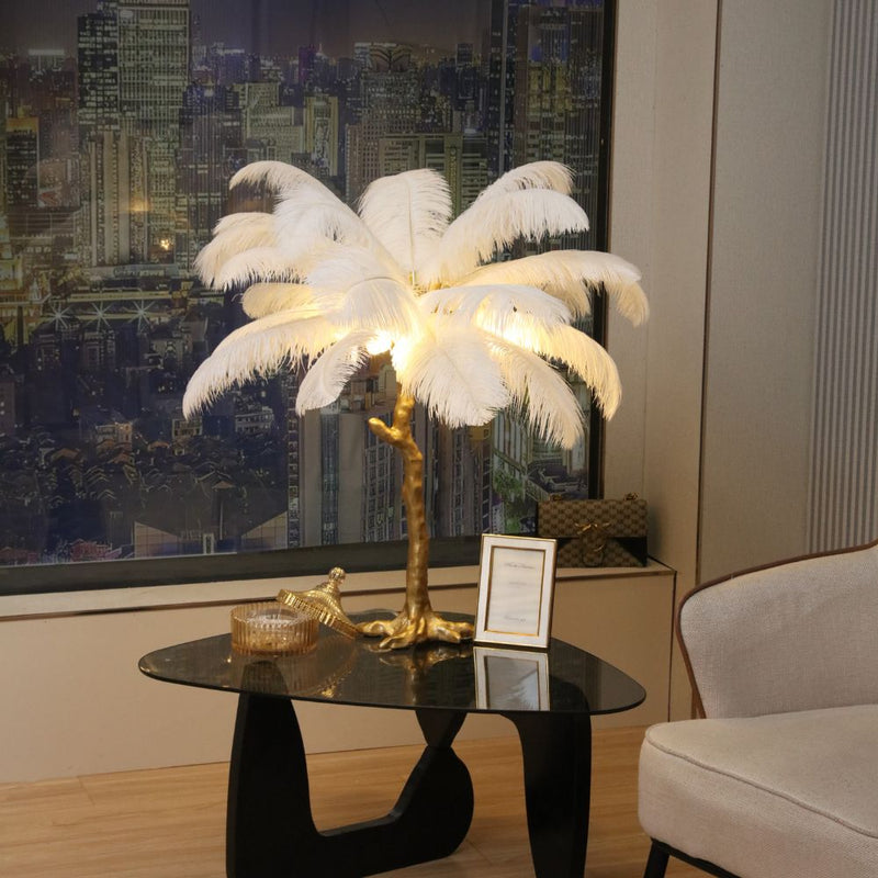 Ostrich Feather Table Lamp