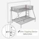 Metal Loft Bunk Bed Twin Over Full Size With Guardrail And Ladder Cream White