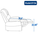 Large Manual Recliner Chair in Fabric for Living Room, Beige