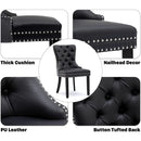 Velvet Dining Chairs Set Of 6 Black And Dark Grey Nailhead Trim