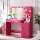 Vanity Desk With Mirror And Lights, 46.4In Dressing Table With 2 Large Drawer & Large Vertical Organizer, 3 Level Dresser & 3 Lighting Modes Adjustable Brightness, Suitable For Bedroom