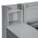 Twin Size Upholstered Daybed with Drawers, Shelves, Flip Cabinets & Side Table (Gray)