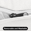 Walker Edison - Outdoor Patio Furniture Set,7 Pieces Outdoor Sectional Conversation Sofa with Dining Table,Chairs and Ottomans,All Weather PE Rattan and Steel Frame,With Backrest and Removable Cushions(Grey+Beige)