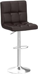 Bar Stools Set Of 2 Adjustable PU Leather Swivel Brown