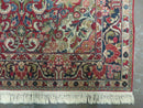 Persian Sarouk Rug 4.6 x 5, Red, Semi Antique, Floral