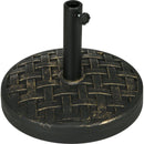 18" Patio Umbrella Base, 40 lbs. Concrete Heavy Duty Umbrella Stand with Metal Umbrella Holder for 1.5" or 2" Umbrella Poles, Round Market Umbrella Stand for Outdoor, Lawn, Poolside, Bronze