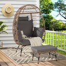 Wicker Egg Chair,Rattan Egg Chair Indoor Outdoor,Oversized Large Egg Chairs 600lbs with Ottoman and Thick Cushions for Porch, Backyard, Balcony