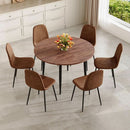 Walnut Extendable Dining Table Set Six Chairs Upholstered