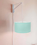 MAST Plug-In Wall Mount Pendant, 1 Light White Cord/Arm, Island Paradise Blue Shade 18x18x10