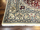 Persian Nain Rug 8x11, Wool and Silk Highlights, Burgundy & Ivory