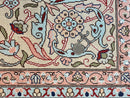 Wonderful Silk Hereke Rug 8x12, Silk Pile on Silk Foundation, Ivory/Cream, Floral Pattern, Handmade, Vintage