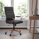 Whitney High Back Swivel Desk Chair Black Rose Gold