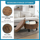 24 Inch Upholstered Storage Ottoman Featuring Tray