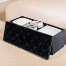 Jet Black Storage Ottoman Bench Seat 43.3 Inch Length