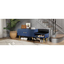 Modern Shoe Storage Bench with Hidden Storage and Upholstered Cushions for Bedside, Living Room and Entryway (Navy)