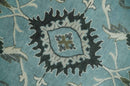 10x14 Antique Hand Knotted Blue and Ivory Traditional Vintage Persian Oushak Wool Rug | TRDCP10141014