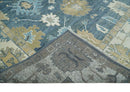 10x14 Antique Style Hand Knotted Blue, Ivory and Beige Traditional Vintage Oushak Wool Rug | TRDCP15721014