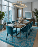 10x14 Hand Knotted Beige and Blue Modern Contemporary Bamboo Silk Area Rug