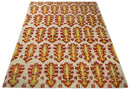Hand Knotted Beige, Rust and Gold Modern Contemporary Southwestern Tribal Trellis Recycled Silk Area Rug