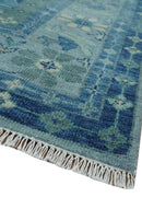 10x14 Hand Knotted Blue and Silver Traditional Antique style Wool Rug, Living Room