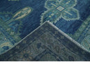 10x14 Hand Knotted Blue and Silver Traditional Antique style Wool Rug, Living Room