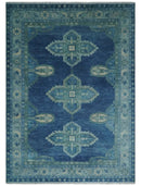 10x14 Hand Knotted Blue and Silver Traditional Antique style Wool Rug, Living Room