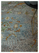 10x14 Hand Knotted Blue, Silver and Beige Antique Persian Style Contemporary Recycled Silk Area Rug | OP52