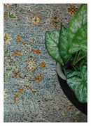 10x14 Hand Knotted Blue, Silver and Beige Antique Persian Style Contemporary Recycled Silk Area Rug | OP52