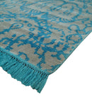 10x14 Hand Knotted Beige and Blue Modern Contemporary Bamboo Silk Area Rug