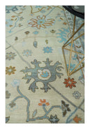 10x14 Hand Knotted Ivory and Gray Oriental Oushak Wool Area Rug | TRDCP9531014