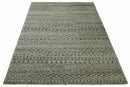 10x14 Hand Knotted Ivory and  Black Modern Contemporary Southwestern Recycled Silk Area Rug