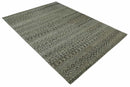10x14 Hand Knotted Ivory and  Black Modern Contemporary Southwestern Recycled Silk Area Rug
