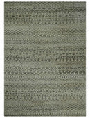 10x14 Hand Knotted Ivory and  Black Modern Contemporary Southwestern Recycled Silk Area Rug