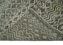 10x14 Hand Knotted Ivory and  Black Modern Contemporary Southwestern Recycled Silk Area Rug