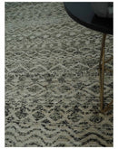 10x14 Hand Knotted Ivory and  Black Modern Contemporary Southwestern Recycled Silk Area Rug