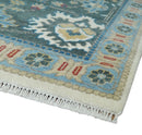 10x14 Hand Knotted Ivory, Camel and Teal Persian Oushak Wool Area Rug | TRDCP8941014