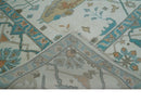 10x14 Ivory and Teal Hand knotted Oriental Oushak Traditional Wool Area Rug