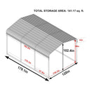 [10X15FT] Alora Large Heavy-Duty Outdoor Metal Carport For Cars, Trucks And Boats (SAK95738)