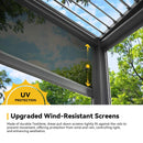 Alora Luxury Wall-Mounted Aluminum Louvered Pergola With Pull-Down Screens (SAK91537)