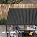 [10X20FT] Alora Modern Outdoor Adjustable Charcoal Louvered Pergola With Screens And Built-In Drainage (SAK64973)