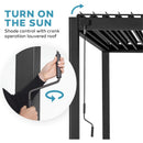 [10X20FT] Alora Modern Outdoor Adjustable Charcoal Louvered Pergola With Screens And Built-In Drainage (SAK64973)