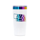 Nebraska Volleyball State Stainless Steel Vacuum Insulated Tumbler | 20 oz | White and Rainbow Chrome Engraved | RCK Creations & More