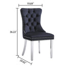 Stylish Black Velvet Dining Chairs with Silver Mirrored Finish Legs - Set of 2, 19.7'L x 24'D x 36.2'H, Chic Dining Room Essential