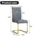 Modern Dining Chairs, PU Faux Leather High Back Upholstered Side Chair with Golden C-shaped Tube Metal Legs for Dining Room,Kitchen(Set of 2 )(DARK GRAY+PU)W1151104365